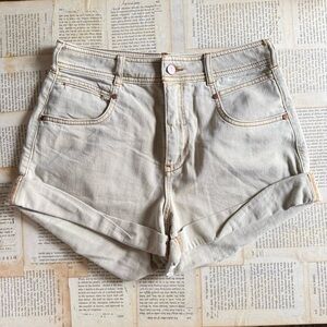 Pilcro Cream High-Rise Rolled Hem Denim Shorts, Size 28